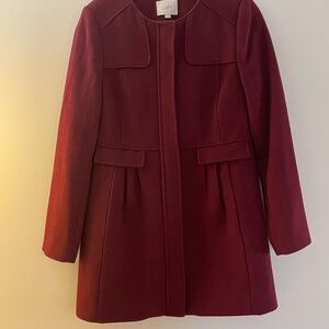LOFT Women's Deep Red Pea Coat